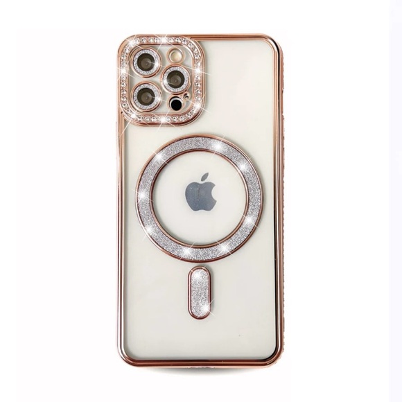 GOLD GLAM DIAMOND BLING MAGSAFE PHONE CASE - Picture 2 of 10